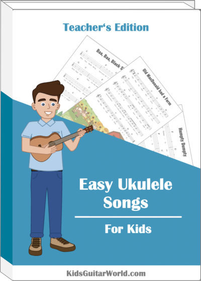 Easy Ukulele Songs Teacher's Edition E-Book Cover mit Junge und Ukulele