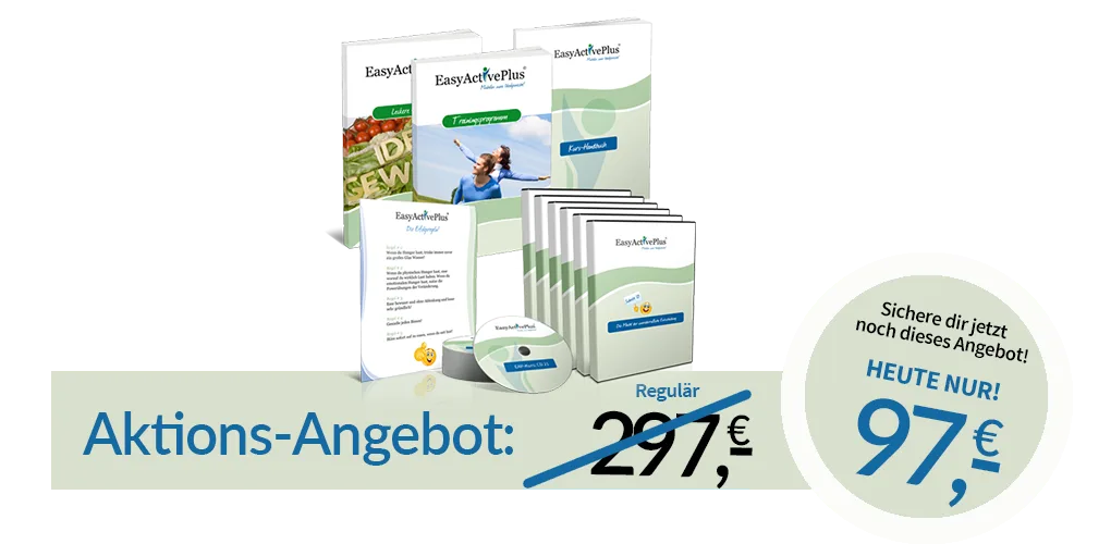 EasyActivePlus – Videokurs für aktiven Lebensstil 1 EasyActivePlus Kurspaket mit Boxen, DVD und Begleitmaterialien, Aktionsangebot 97 Euro