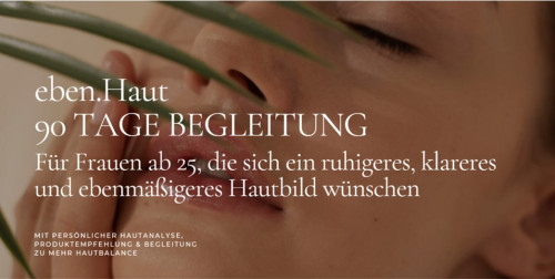 eben.Haut 90 Tage Begleitung – Coaching für gesunde Haut 6 eben.Haut 90 Tage Begleitung, Frauengesicht mit Palmblättern, Coaching-Programm
