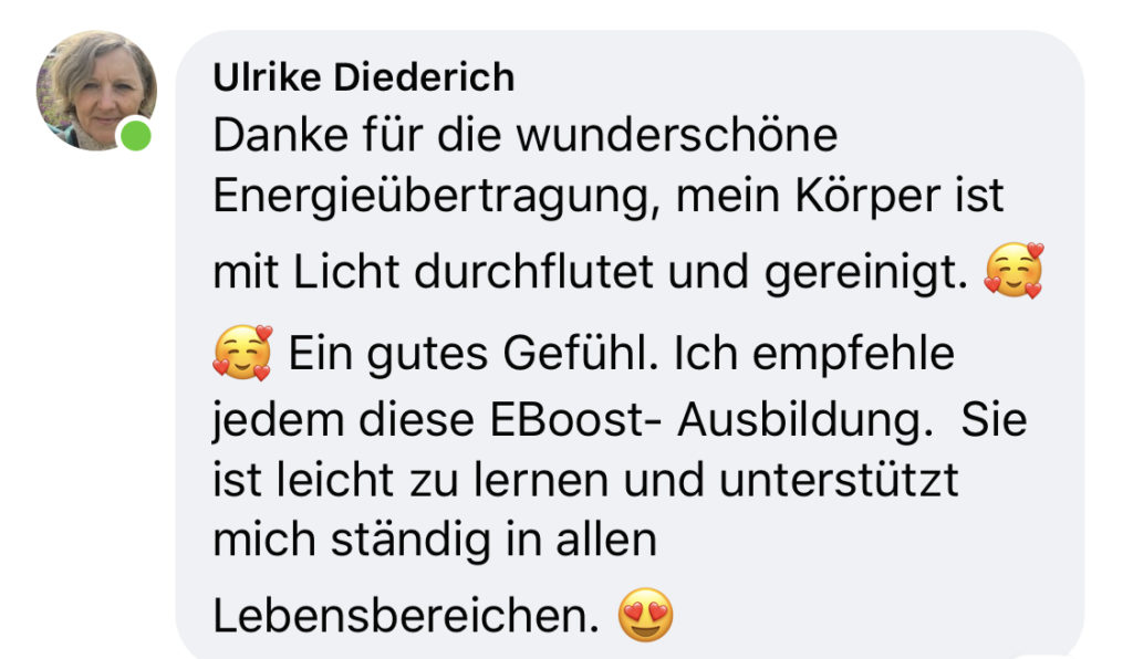 Testimonial von Ulrike Diederich über Energieübertragung und eBoost Ausbildung