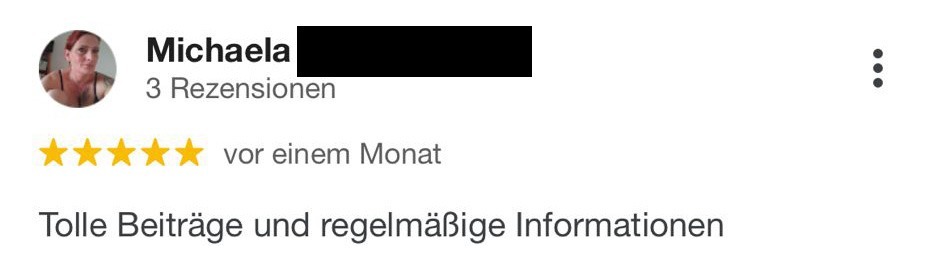 Ein gesundes Verlasspferd ist KEIN Zufall – Videokurse für Reiter 17 Kundenbewertung von Michaela mit 5 Sternen: Tolle Beiträge und regelmäßige Informationen