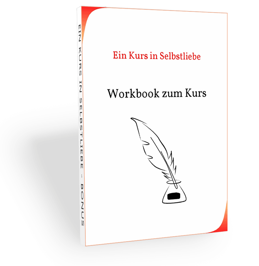 Bonus Ebook Workbook Cover für Ein Kurs in Selbstliebe mit Schreibfeder-Illustration