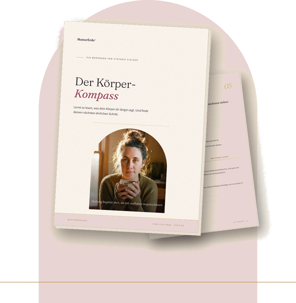 Der Körper-Kompass Workbook von Stefanie Fischer, aufgeschlagen mit Portrait
