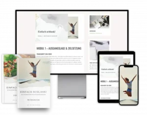 Einfach schlank! In 8 Schritten zur Wunschfigur – Produktmockup mit Kurs auf verschiedenen Geräten