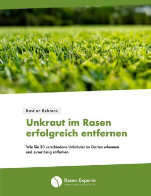 eBook-Cover Unkraut im Rasen erfolgreich entfernen von Bastian Behrens mit Rasendetail