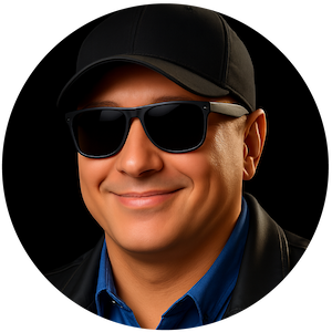 Portrait-Foto von Frank Noack mit Mütze und Sonnenbrille
