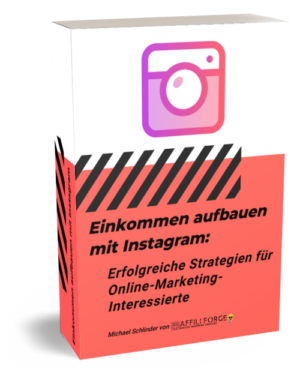 3D Produktbox-Mockup mit Instagram-Icon und korallenfarbener Verpackung für Instagram-Kursmaterial