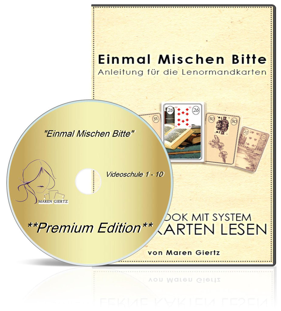 Produktpaket Einmal Mischen Bitte mit DVD und Arbeitsbuch, Lenormandkarten-Anleitung von Maren Giertz