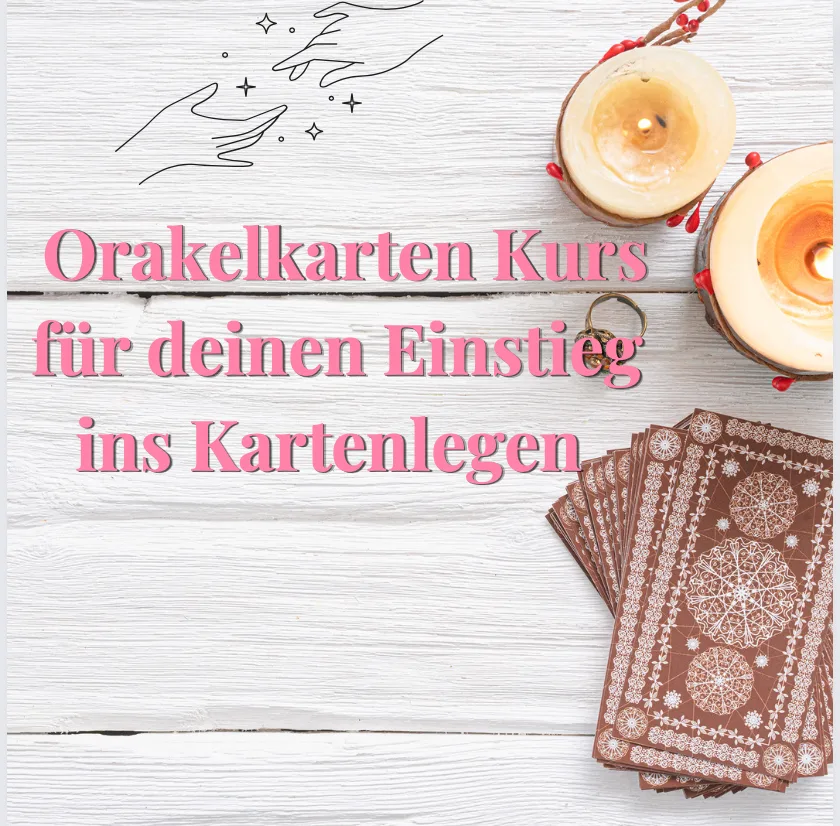 Orakelkarten Kurs für Einsteiger mit Kerzen, Orakelkarten und Hand-Illustrationen