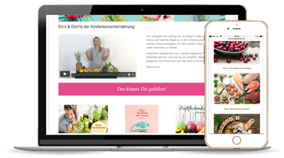 Mockup-Darstellung des Online-Kurses auf Laptop und Smartphone