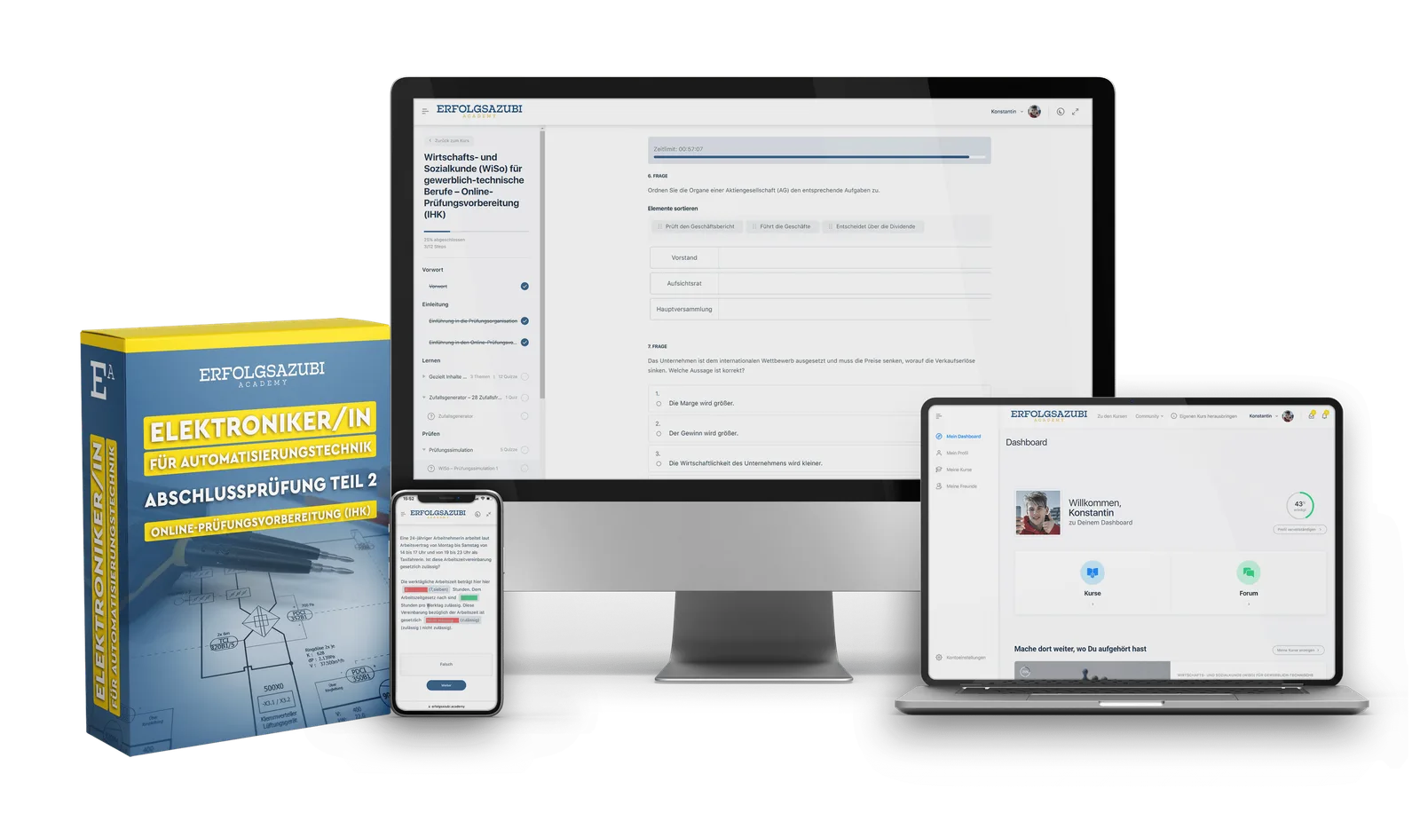 Elektroniker für Automatisierungstechnik AP2 Videokurs Plattform mit Lernmaterialien, Box und Devices