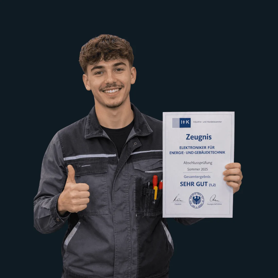 Elektroniker für Energie- und Gebäudetechnik mit IHK-Prüfungszeugnis Abschlussprüfung Sehr Gut Note 1,2