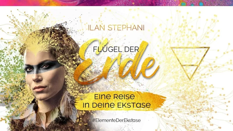 Element Erde mit Flügel-Text: Frauenporträt mit goldenem Glitter-Effekt