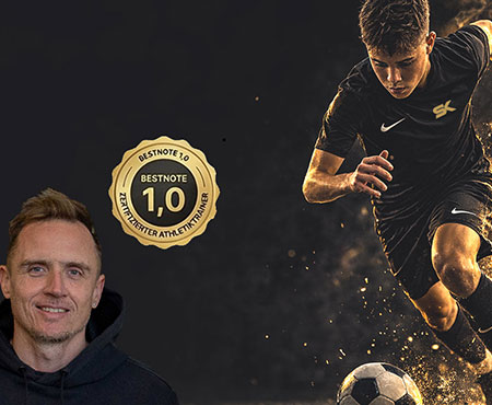 Fußballspieler in Sprintposition, Elite-Speed-System Produktmockup