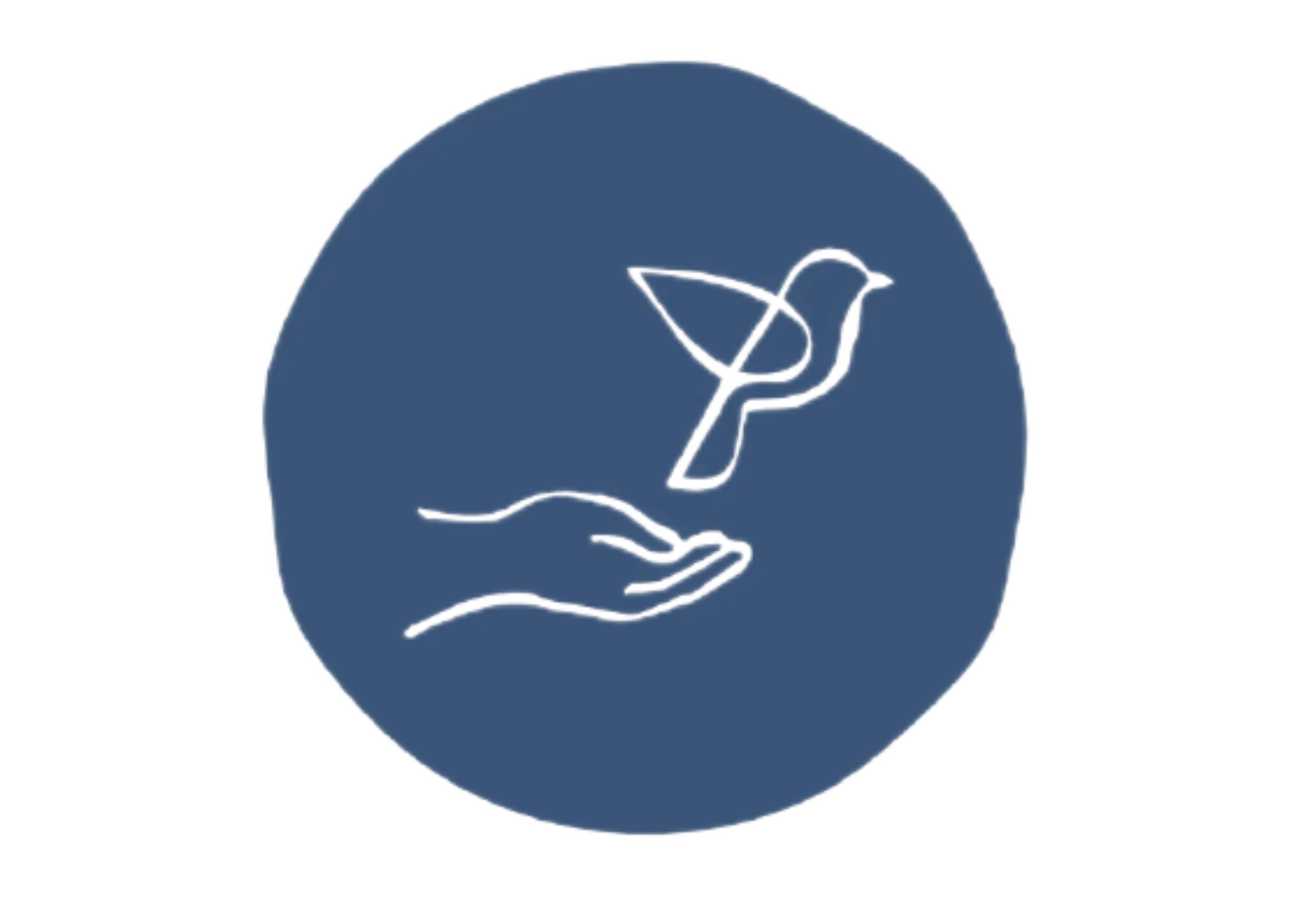 Elternworkshop – Wie motiviere ich mein Kind zum Lernen? 4 Weiße Loslassen-Icon mit Vogel und Hand auf blauem Kreis