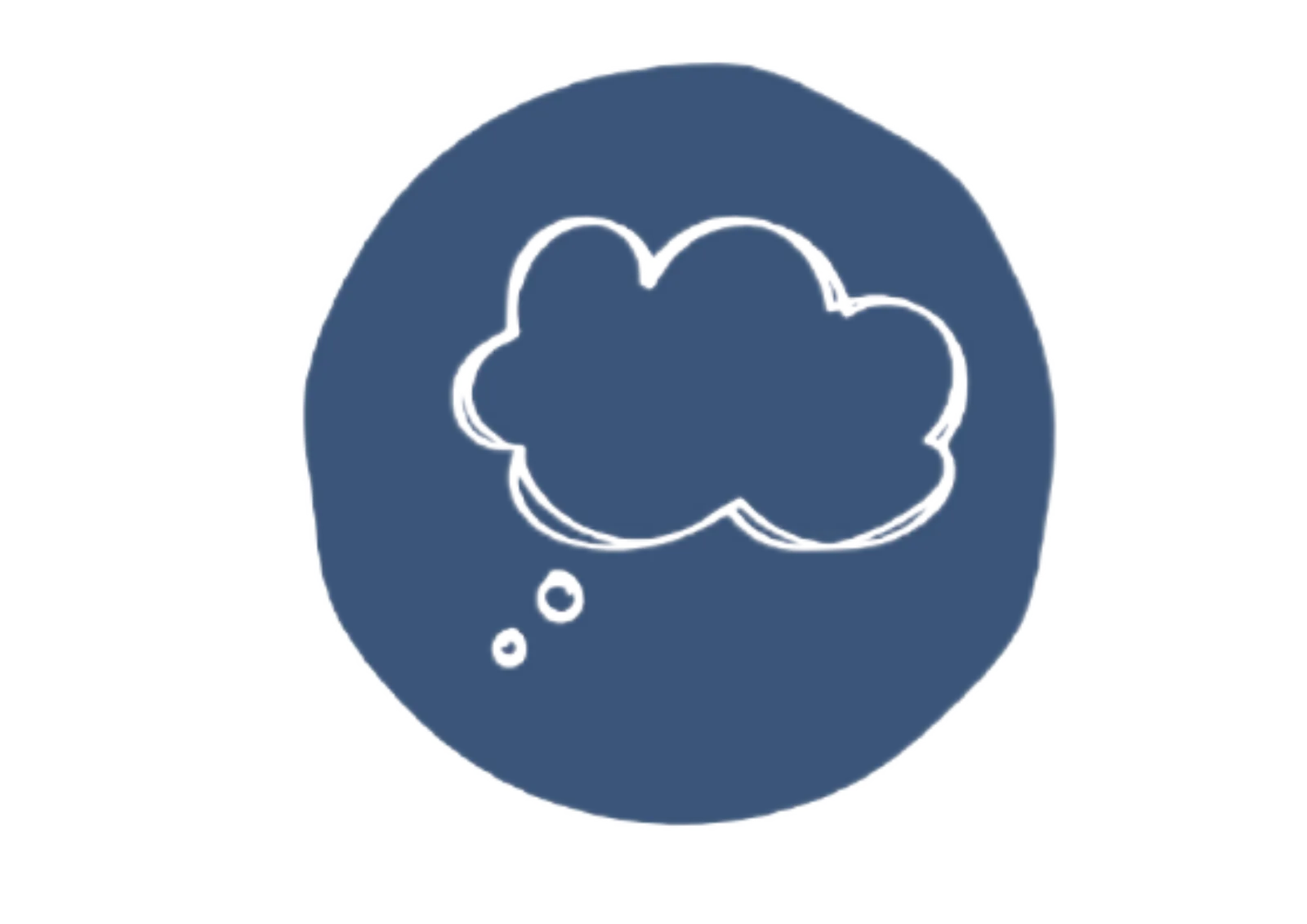 Elternworkshop – Wie motiviere ich mein Kind zum Lernen? 5 Weiße Glaubenssätze-Icon mit Gedankenwolke auf blauem Kreis