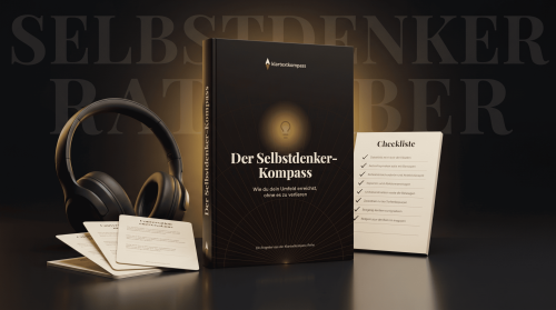 eBook-Mockup mit schwarzem Buch, Kopfhörern und Notizblock auf dunklem Hintergrund