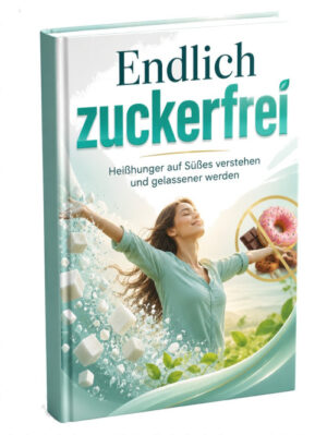 E-Book Cover Endlich zuckerfrei: Frau mit ausgestreckten Armen, Heißhunger verstehen und gelassener werden
