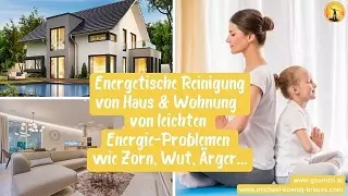 Haus und Frau mit älterer Person bei energetischer Reinigung von leichten Problemen wie Zorn und Wut