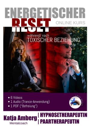 Energetischer Reset Kurs-Cover in hoher Auflösung mit zwei Personen und roten Lichtelementen