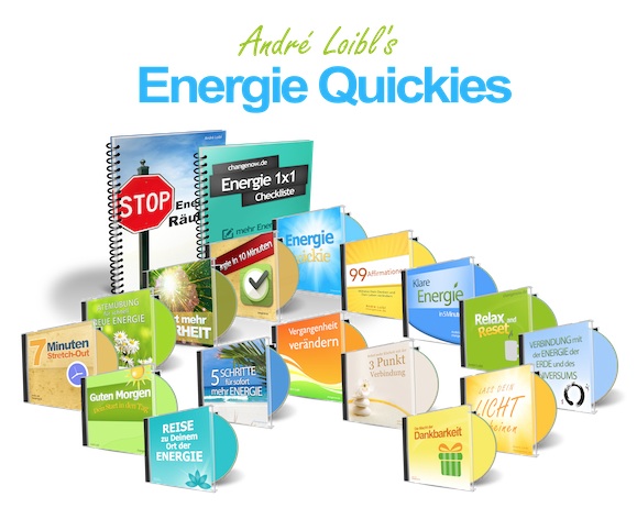 Energie Quickies Produktfamilie mit Boxen und CDs