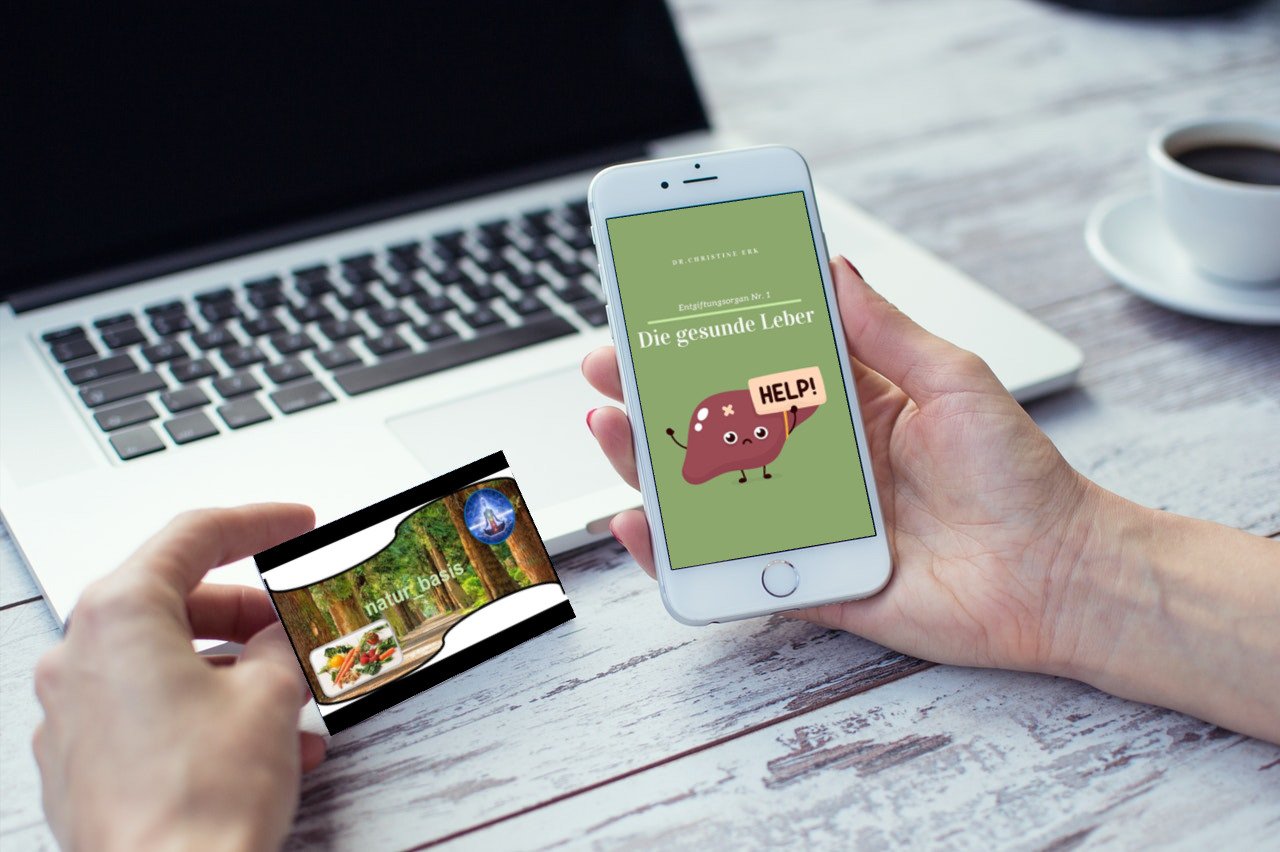 Smartphone und Rabatt-Card auf Schreibtisch neben Laptop mit E-Book-Cover-Display