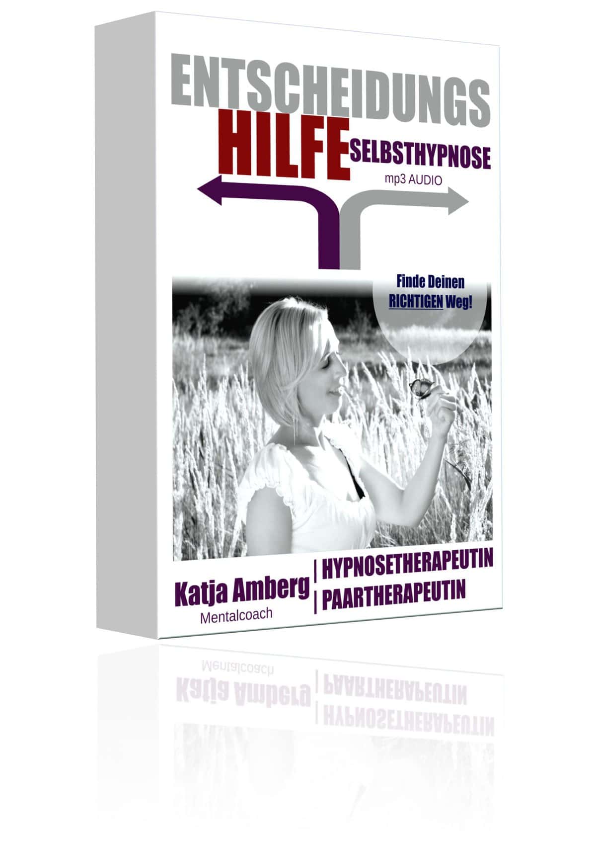 3D Produktbox Entscheidungshilfe Selbsthypnose mit Cover-Design und Schriftzug