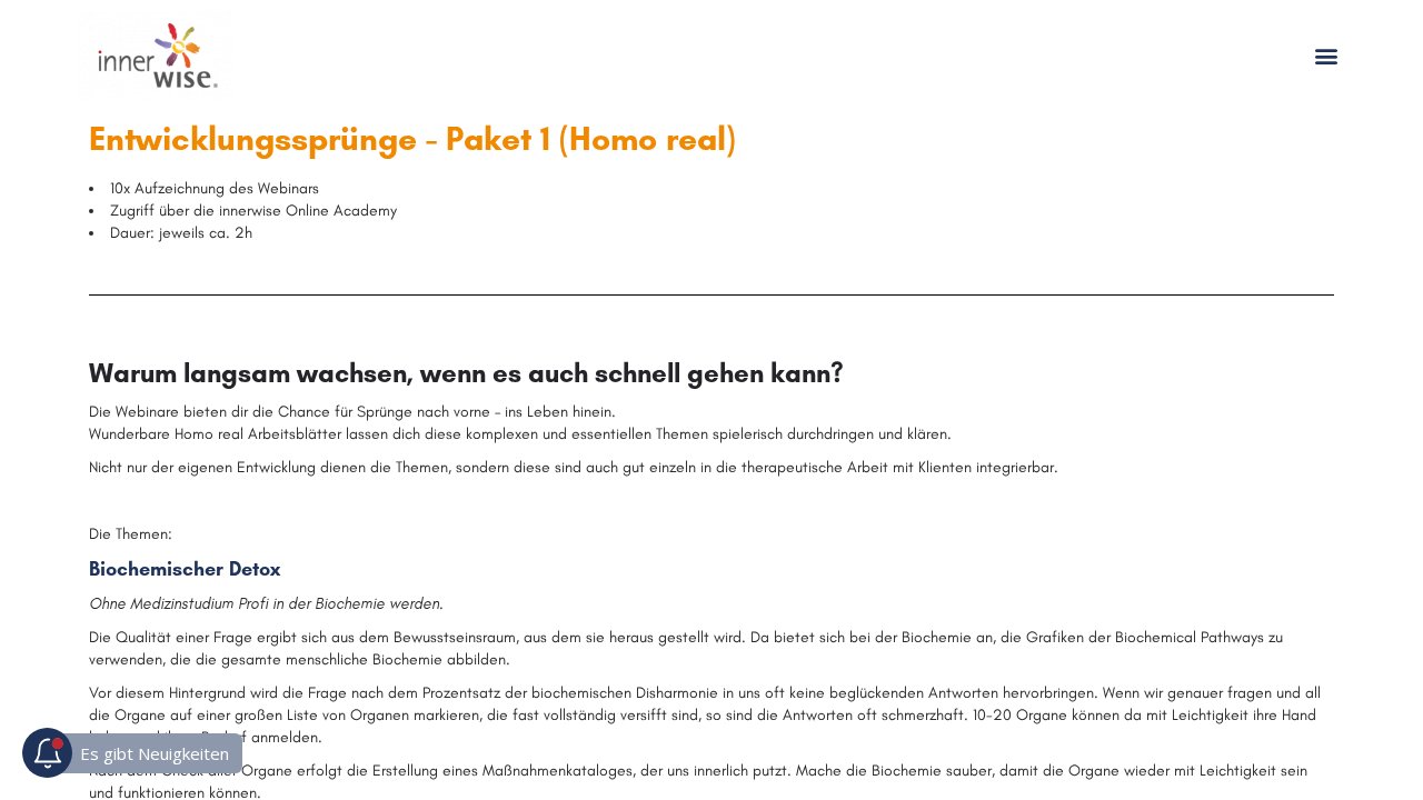 Entwicklungssprünge: Paket 1 – Webinarpaket Selbsterkenntnis 1 Entwicklungssprünge – Paket 1 (Homo Integer) – Ansicht der Verkaufsseite