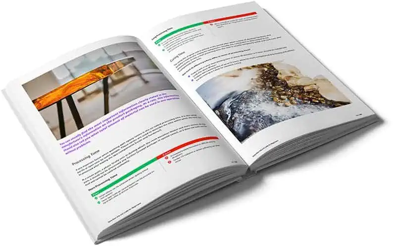 Epoxy Resin for Arts and Crafts – E-Book über Epoxidharz 5 Doppelseite aus eBook Kapitel 2 mit Kunstharz-Verarbeitung und Anwendungsbeispielen
