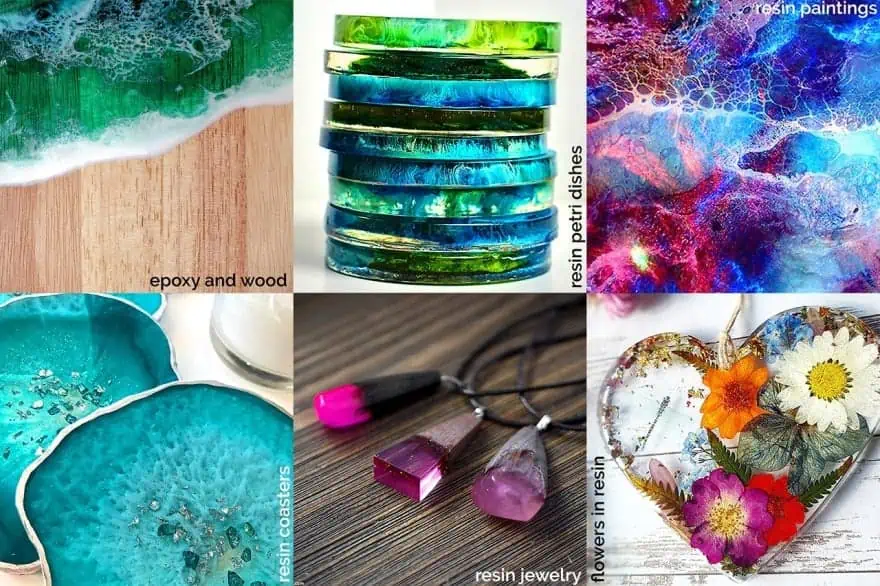 Epoxy Resin for Arts and Crafts – E-Book über Epoxidharz 7 Kombinierte Projektbilder: Kunstharz mit Holz, Schalen, Schmuck, Blüten und Malerei