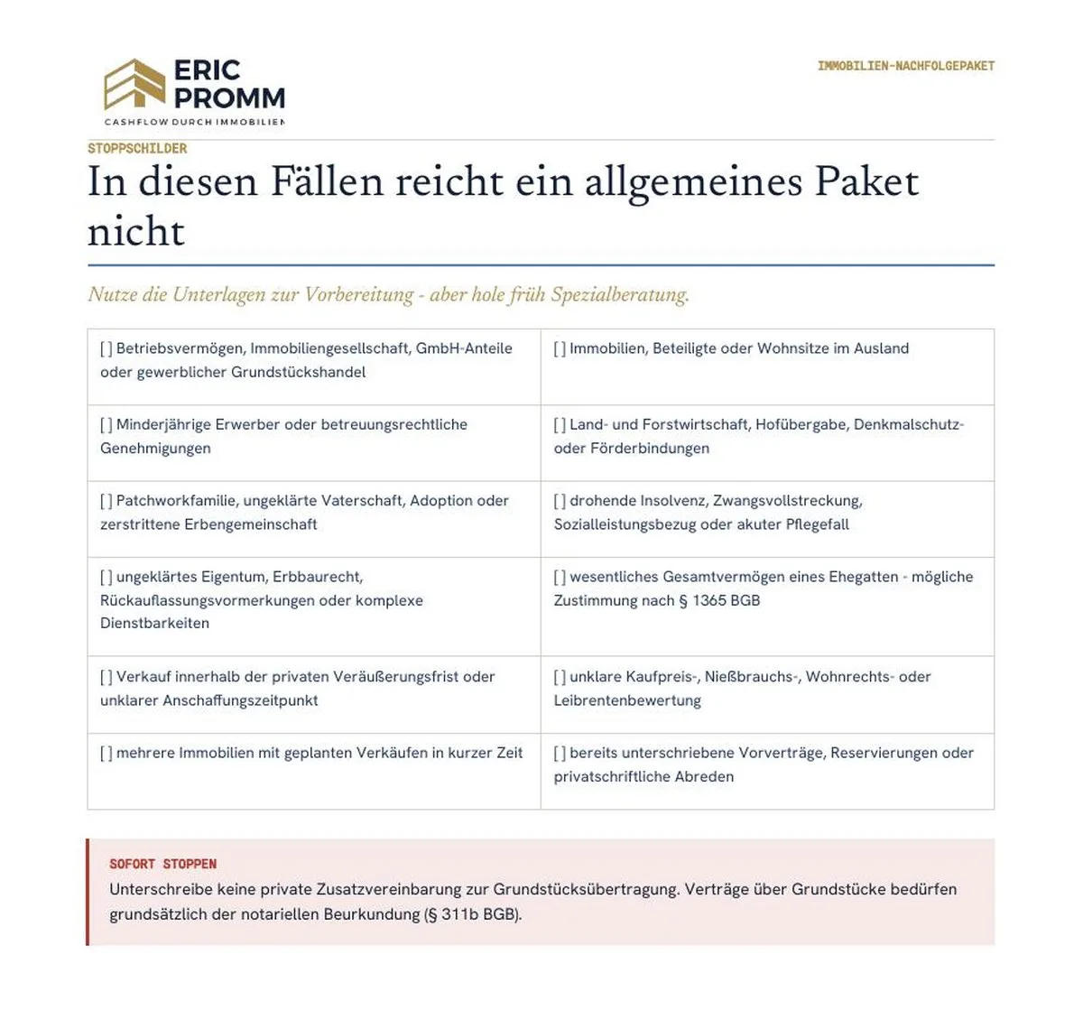 Stoppschilder: wann ein allgemeines Paket nicht mehr reicht
