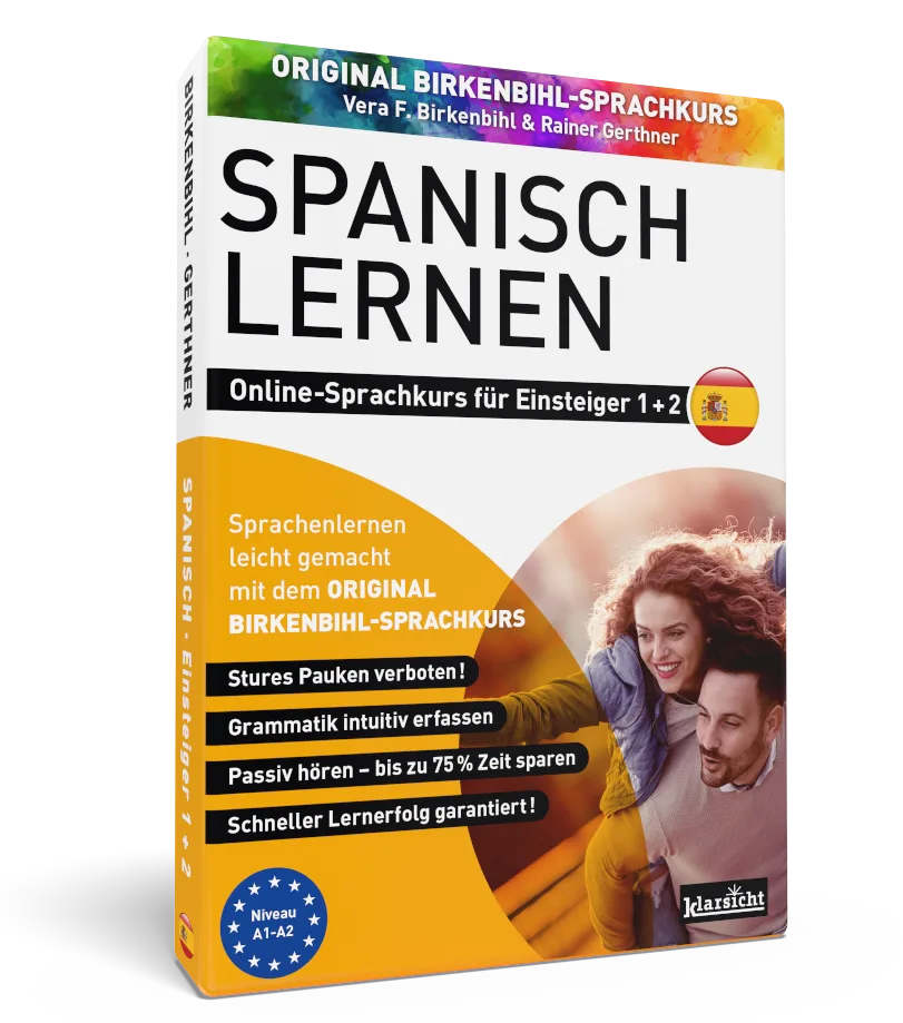 Spanisch Lernen Online-Sprachkurs für Einsteiger 1+2, Vera F. Birkenbihl & Rainer Gerthner, Cover mit Regenbogen-Design und z