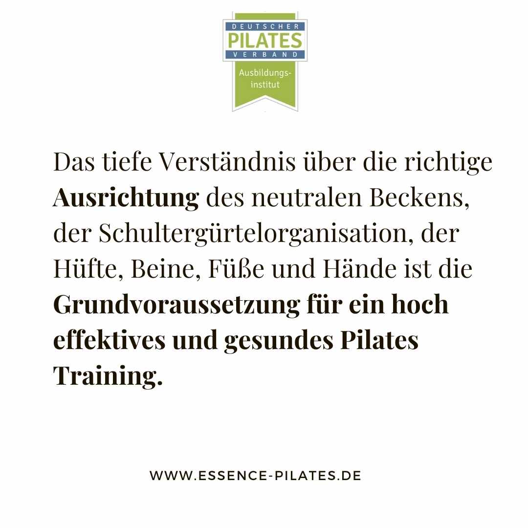 Infografik über Grundvoraussetzung für effektives Pilates Training mit Logo Zertifizierung
