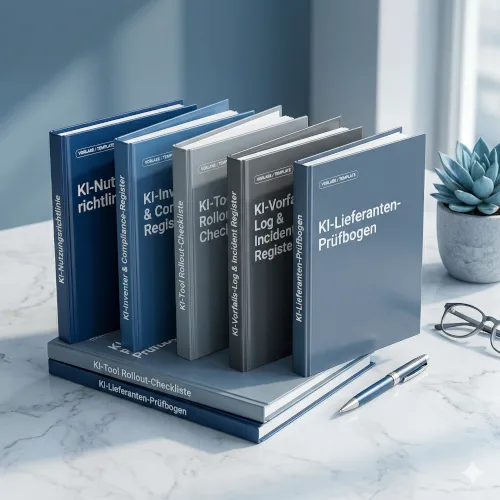KI-Compliance Kit Buchset mit 5 Ratgebern zu EU AI Act, KI-Nutzen, Rechtslage, Checklisten und Lieferantenpflichten auf Marmo