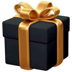 Schwarze Geschenkbox mit goldener Schleife, Bonus-Icon