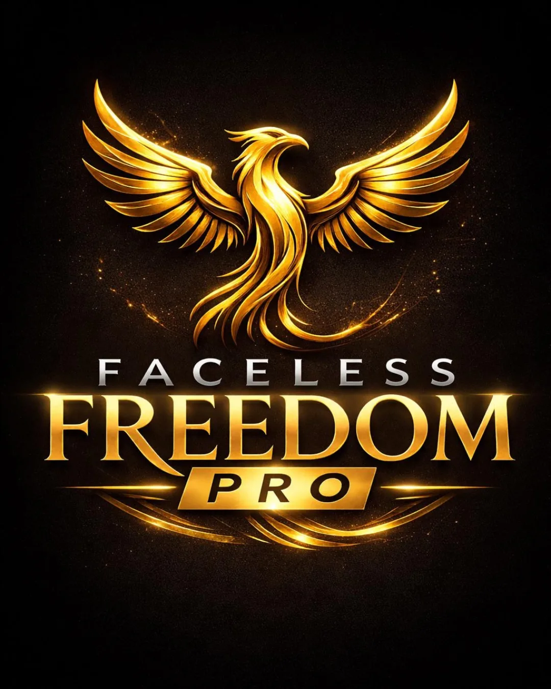 Faceless Freedom PRO Titelbild mit leuchtendem goldenem Phönix und PRO-Schriftzug