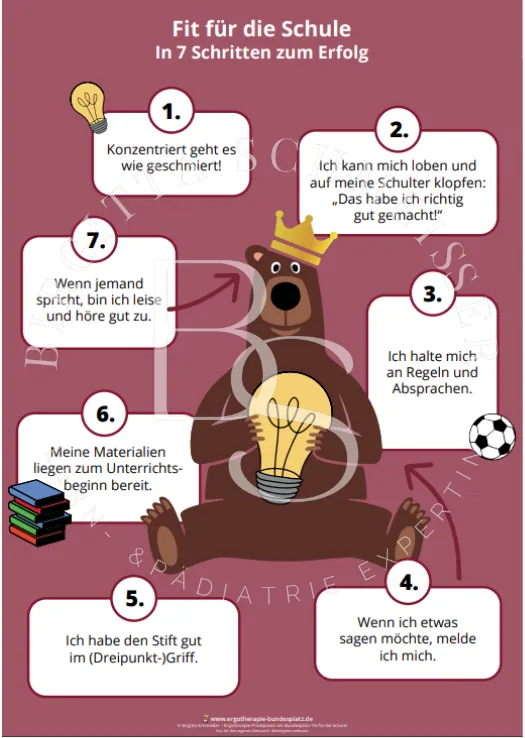 Fit für die Schule - Bärenstarkes Klassenposter: Klassenregeln