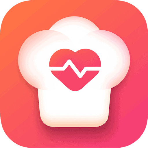 Fitness Rezepte 101 – 100+ Gesunde Fitness Rezepte Kochbuch 7 FitTasteTic App Icon mit Herz und Herzschlag-Symbol auf rotem Hintergrund