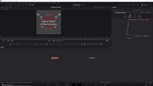 DaVinci Resolve 17 Arbeitsbereich mit Floral Wedding Title Preview und roten Ornamenten