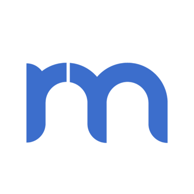 Mai Service Logo mit blauem minimalistischem Design und runder Form