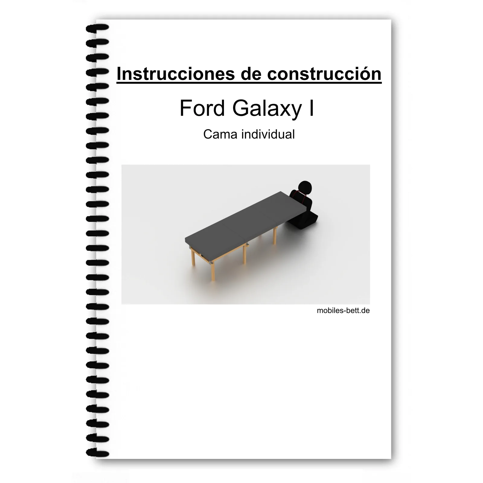 Cover Anleitung Einzelbett Ford Galaxy I mit Spiralbindung und Bettillustration