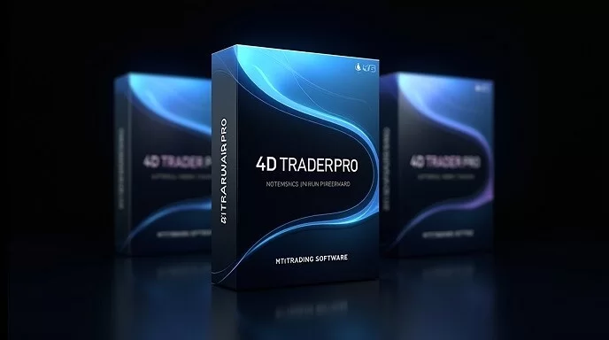 4D Trader Pro Softwareboxen-Bundle mit futuristischem blauem Design