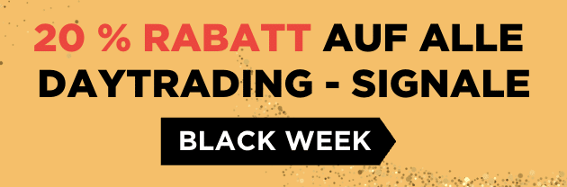 Black Week Promotion Banner 20% Rabatt auf alle Daytrading Signale