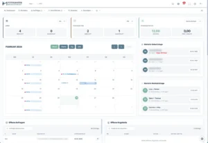 Fotografen.Management Dashboard mit Jahresübersicht, Kalender und Finanzstatus