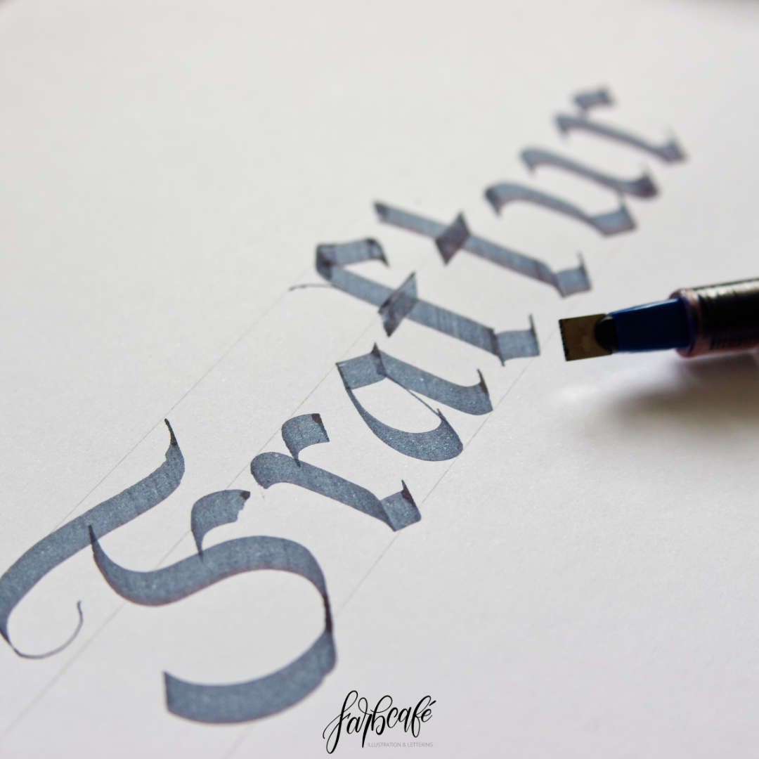 Fraktur Guide Anleitung Kalligraphie lernen Schreibübung