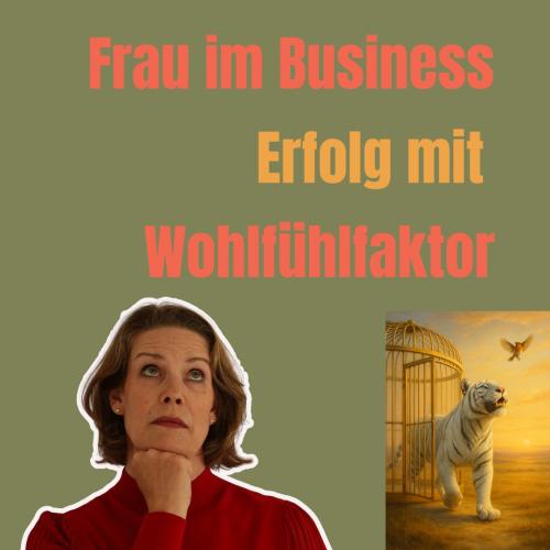 Kursbanner mit grünem Hintergrund, Frau und Tiger-Symbol
