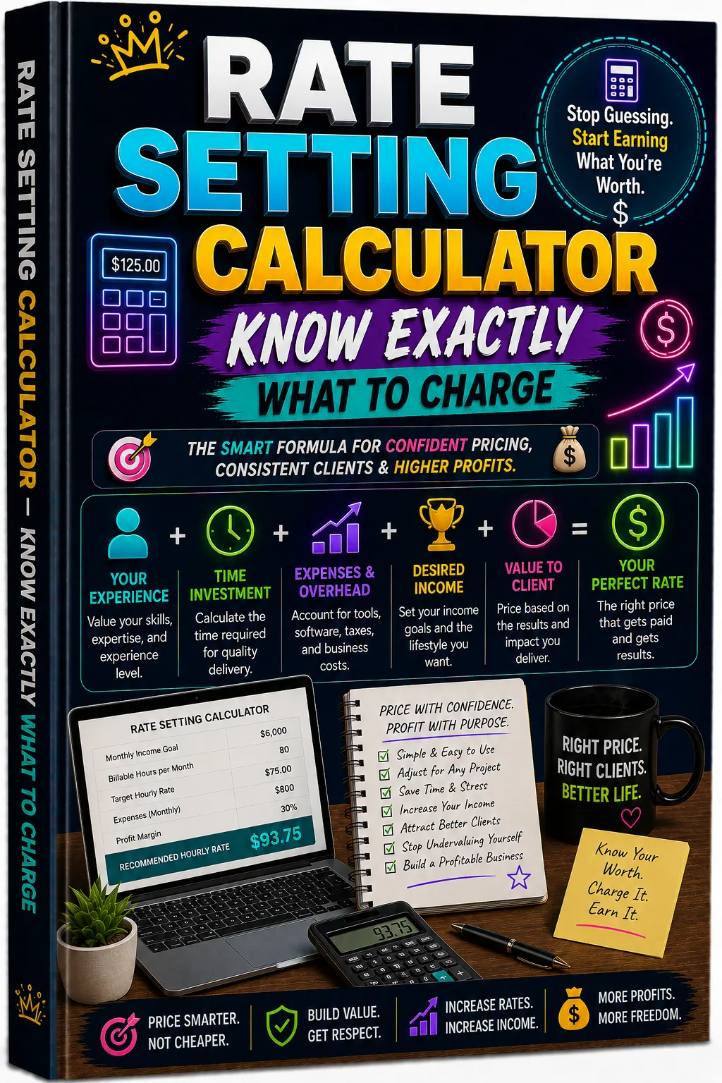 Rate Setting Calculator E-Book Cover zur Preisfestlegung und Einkommensoptimierung