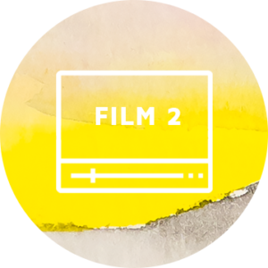 Frei sein – Videokurs Heilenergetik von Stefanie Menzel 4 Kreisförmige Themen-Icon mit Film 2 Etikett und intensiv gelbem Farbverlauf