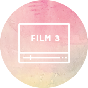 Frei sein – Videokurs Heilenergetik von Stefanie Menzel 5 Kreisförmige Themen-Icon mit Film 3 Etikett und rosa-beigem Farbverlauf