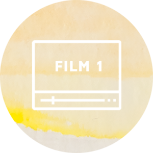 Frei sein – Videokurs Heilenergetik von Stefanie Menzel 3 Kreisförmige Themen-Icon mit Film 1 Etikett und beige-gelbem Farbverlauf